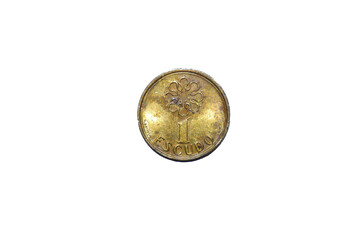 Detailed view of a Portuguese escudo coin showcasing its unique design and historical significance from Europe