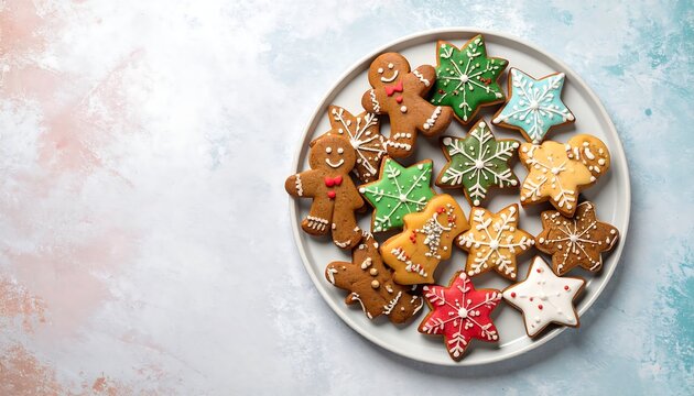 Festive gingerbread cookies on a plate