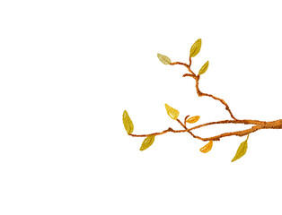 Naklejka premium Watercolor Autumn Branch with Yellow Leaves