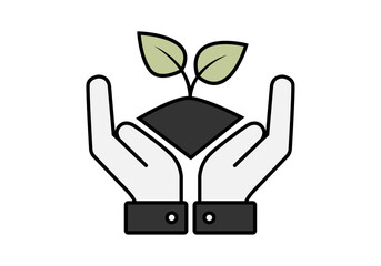 Icono de cuidado del medio ambiente con hojas 