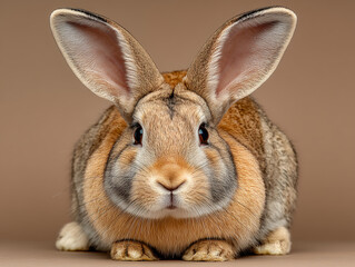 Obraz premium white rabbit on a brown background