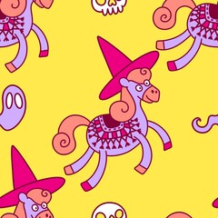 Halloween animals seamless horses pattern for wrapping paper and party accessories and kids clothes print