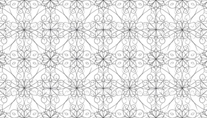 Ornate black-line floral pattern