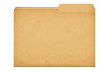 Old folder with transparent background representing data storage and organization