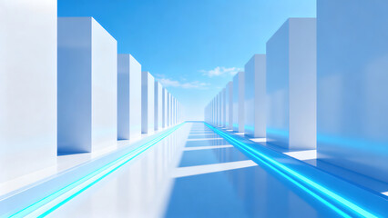 Obraz premium blue corridor in modern building