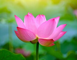 Pink lotus flower in a natural setting
