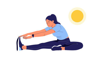 Fototapeta premium Woman Stretching Outdoors Under Sunny Sky, Engaging In Flexible Body Exercise