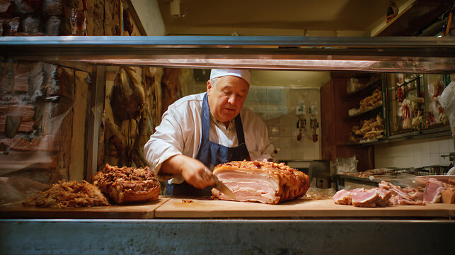  Discover how Italian porchetta is made at a traditional butcher shop at midday (2)