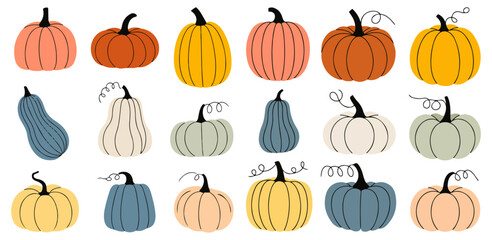 pumpkin icon set with colorful halloween symbols