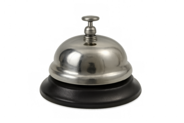 Shiny metal service bell on transparent background, calling for assistance