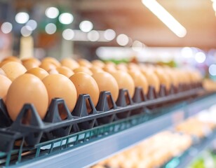 Grocery store eggs in a display case