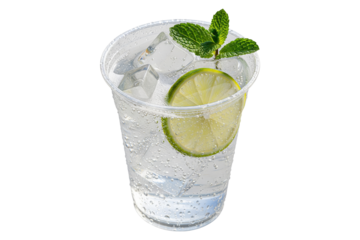 gin and tonic cocktail in a plastic cup to go