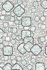 Overlapping Black Square Pattern Textured White Blue Green Background