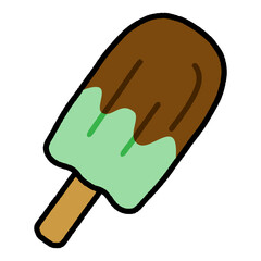 手描き風棒付きチョコがけアイスバー　ミント味（Affinity Designer版）
