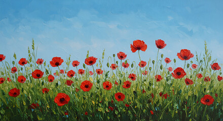 Vibrant Impressionistic Poppy Field