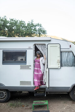 Mature woman in motorhome