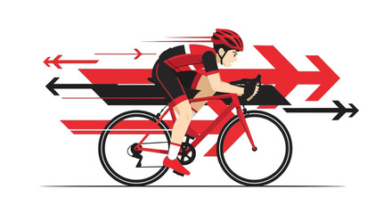 Energetic Cyclist Pedalling Fast With Bold Arrow Accents Depicting Forward Momentum