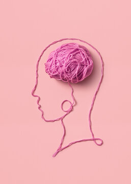 Yarn brain mental care pink silhouette