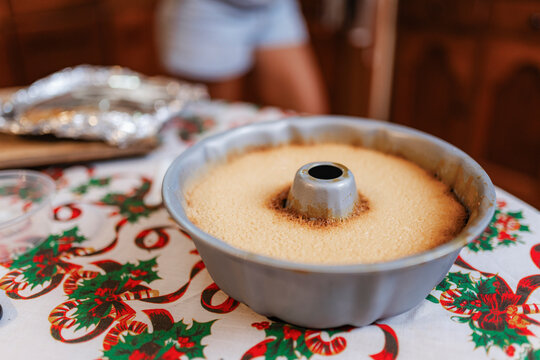 Homemade flan in ring pan