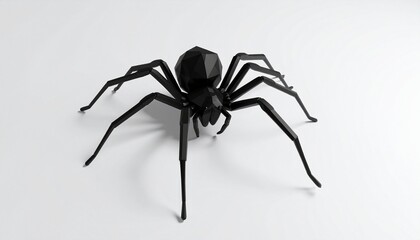 Low-poly black spider with geometric limbs and segmented body—ideal for use in video games, digital environments, or stylized 3D asset libraries.