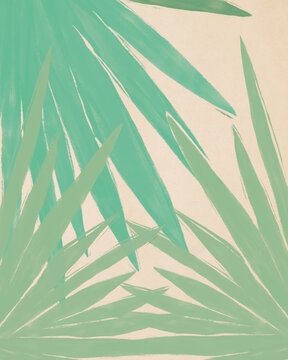 Vibrant Palm Leaf Artwork In Shades Of Green 