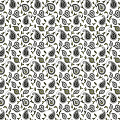 Colorful Paisley Seamless Pattern Vector with Ornamental Floral Elements and Decorative Background