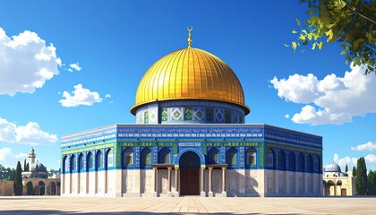 Obraz premium Digital rendering of a mosque. Sunny exterior shot