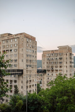  Soviet-Era Skybridge Towers at Dusk