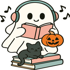 Cute Ghost Halloween Typography Vector T-Shirt Design