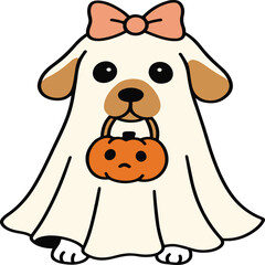 Cute Ghost Halloween Typography Vector T-Shirt Design