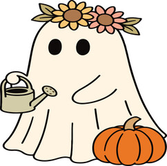 Cute Ghost Halloween Typography Vector T-Shirt Design