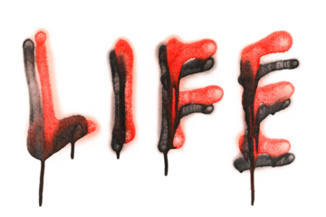 Graffiti, spray stain paint word, isolated on white