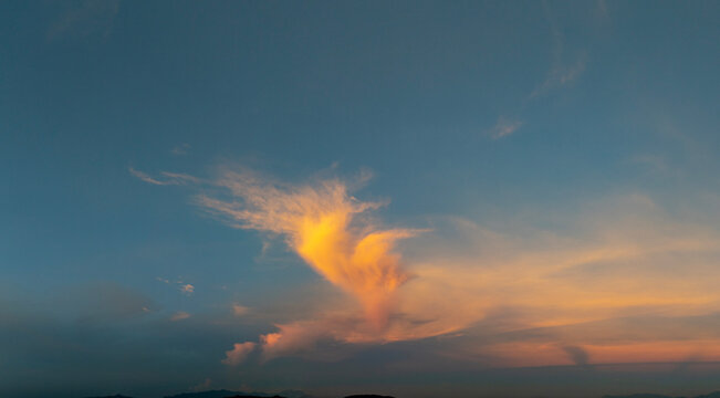 Sunset flaming clouds