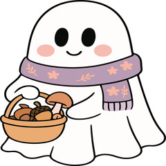 Cute Ghost Halloween Typography Vector T-Shirt Design