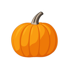 Vector illustration of an orange pumpkin, fresh autumn vegetable commonly used for cooking, Halloween decoration, and seasonal design projects.