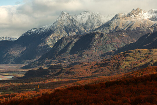 Majestic andean Mountain Range in patagonia, south america