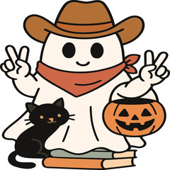 Cute Ghost Halloween Typography Vector T‑Shirt Design