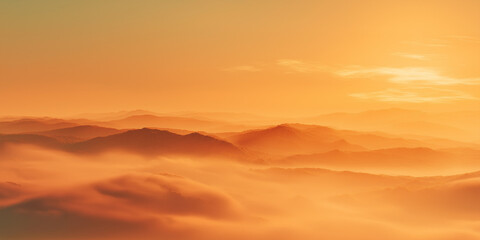 Obraz premium soft creamy mist with warm golden sunrise light, subtle dreamy gradients, calm serene premium atmosphere