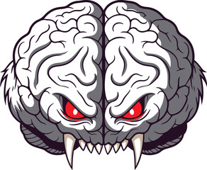 A digital illustration depicting a stylized 'werebrain', a monstrous brain creature. 