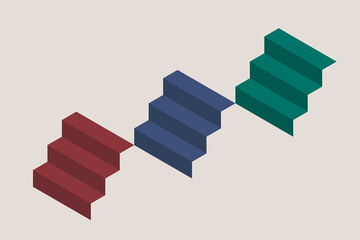Isometric colorful stairs
