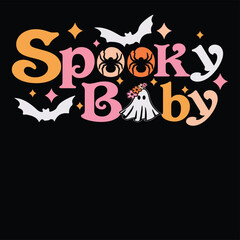 Spooky Baby Announcement Retro Halloween Typography Vector Design