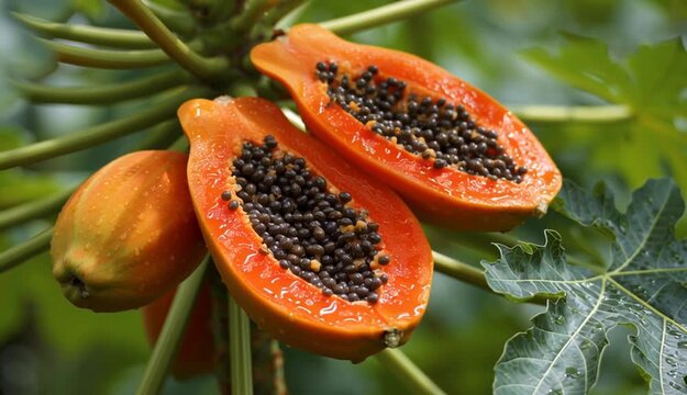 Papaya (Carica papaya) belongs to the Caricaceae family.
