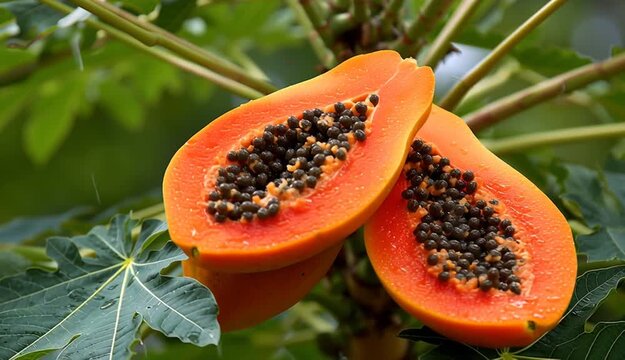 Papaya (Carica papaya) belongs to the Caricaceae family.