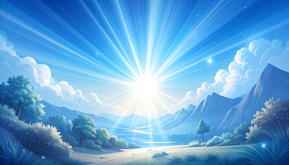 Radiant sunrise over a peaceful valley
