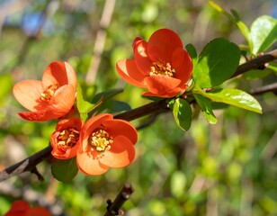 Vibrant orange flowers on a branch (1)
