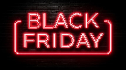 Fototapeta premium Neon sign displaying Black Friday sale on dark background 