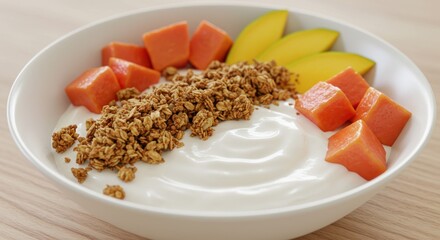 Healthy Yogurt Bowl with Tropical Fruit and Granola