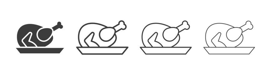 Baked turkey icon style illustration. EPS 10 file
