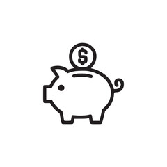 Vector art of piggy bank with dollar coin minimalist line art icon of money saving, investment, financial planning, and economic growth simple vector illustration for web, app, or print