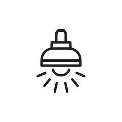 Obraz premium Illustration of a light bulb with rays, this minimalist design features a simple, clean line drawing of a classic light fixture, symbolizing ideas, illumination, and clarity